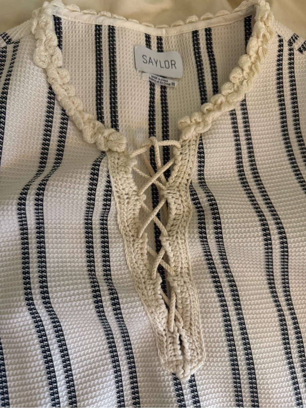 SAYLOR Cream and Black Striped Tassel-Trim Dress - Picture 6 of 11